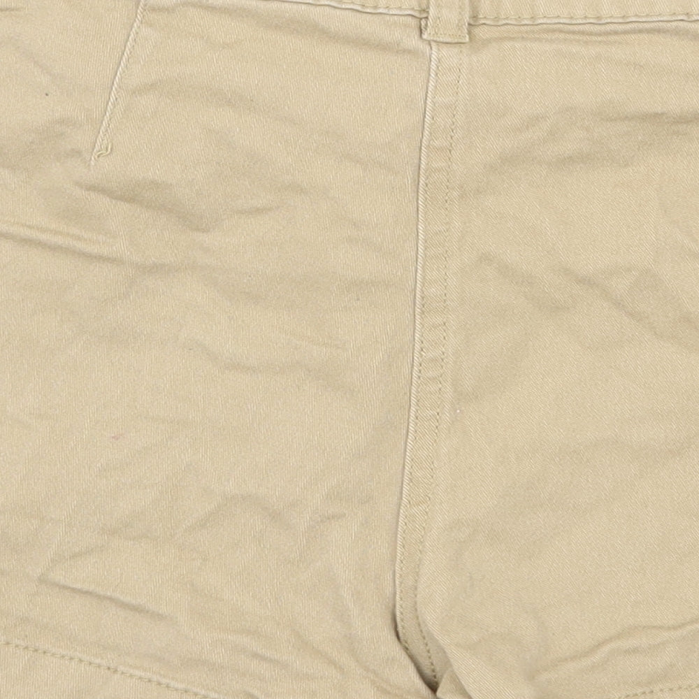 Primark Womens Beige Cotton Chino Shorts Size 12 L3 in Regular Zip