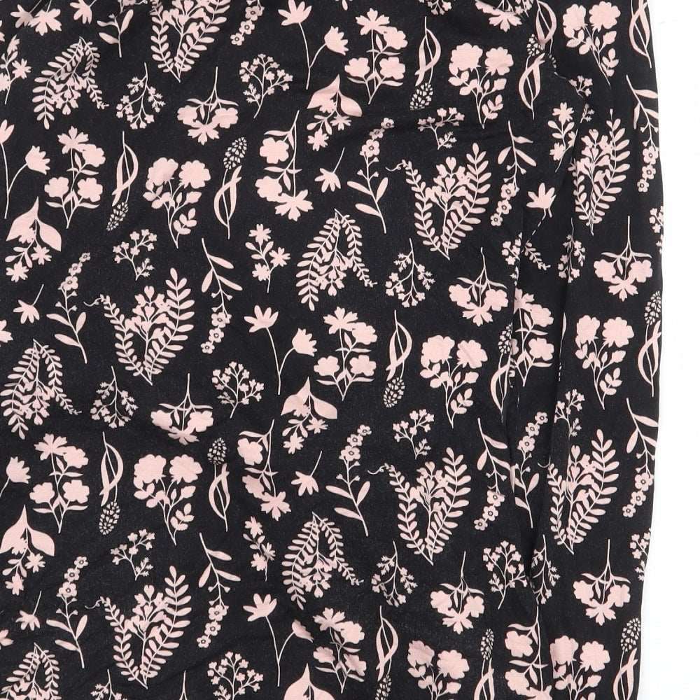 Boden Womens Black Floral Viscose Basic Blouse Size 10 Boat Neck - Tie Front