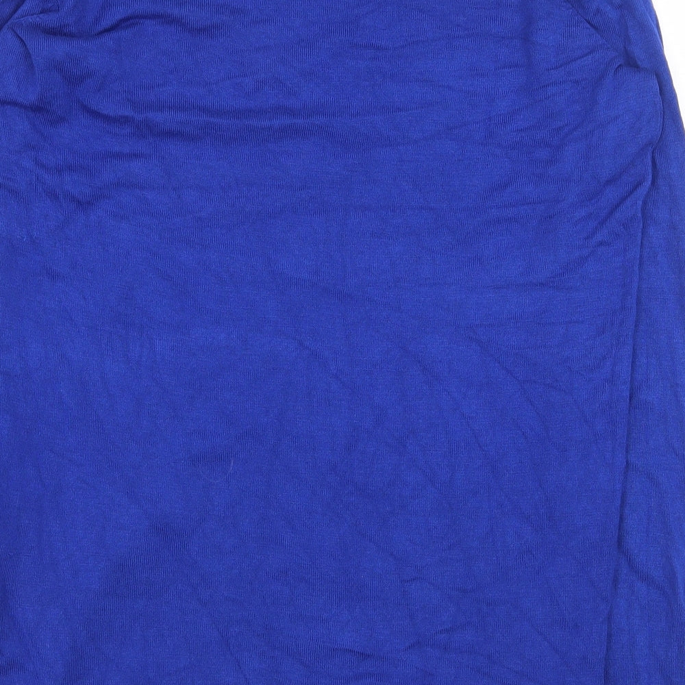 La Halle Womens Blue Viscose Basic Blouse Size M V-Neck