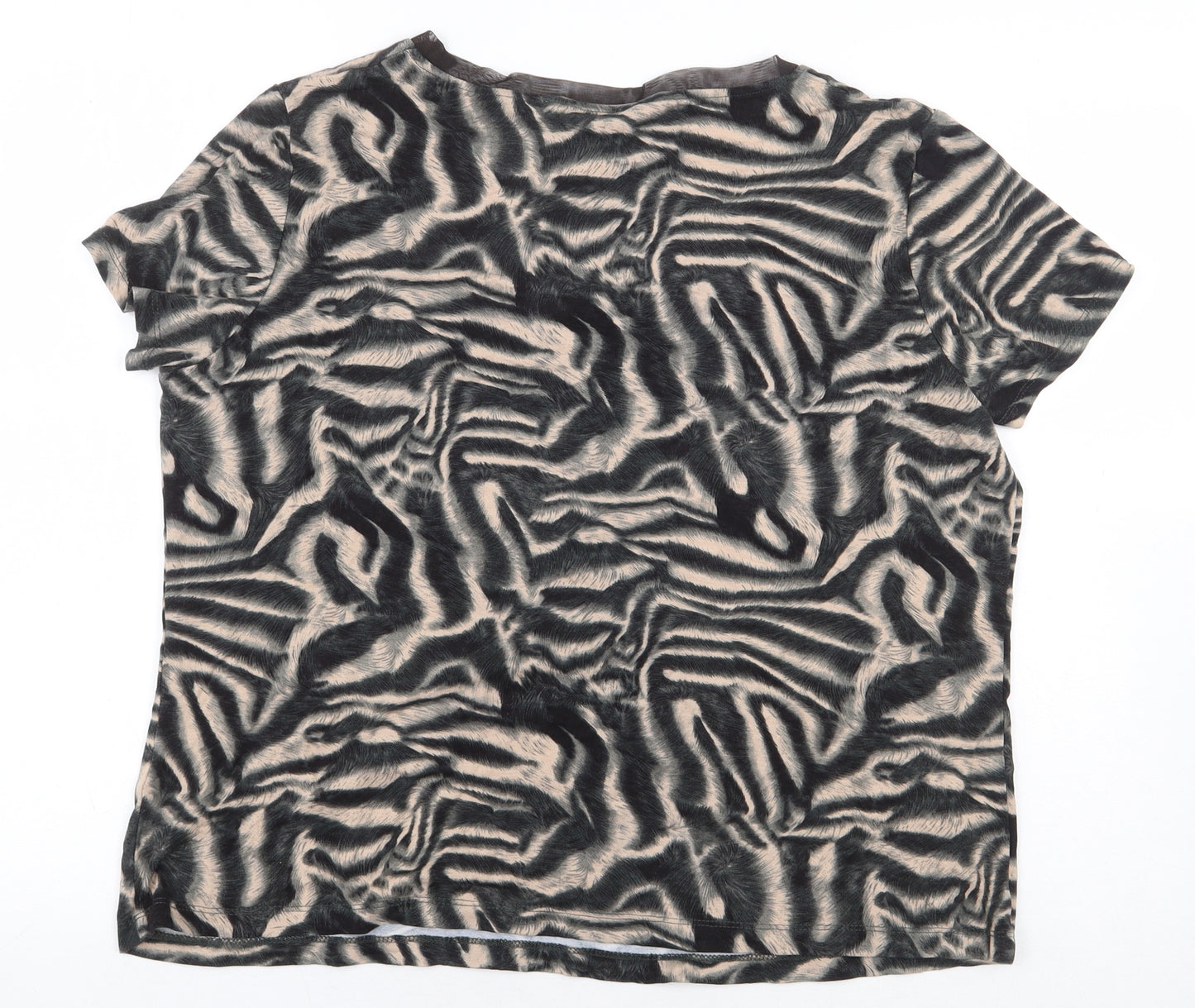 Punt Roma Womens Multicoloured Animal Print Polyester Basic Blouse Size L Scoop Neck