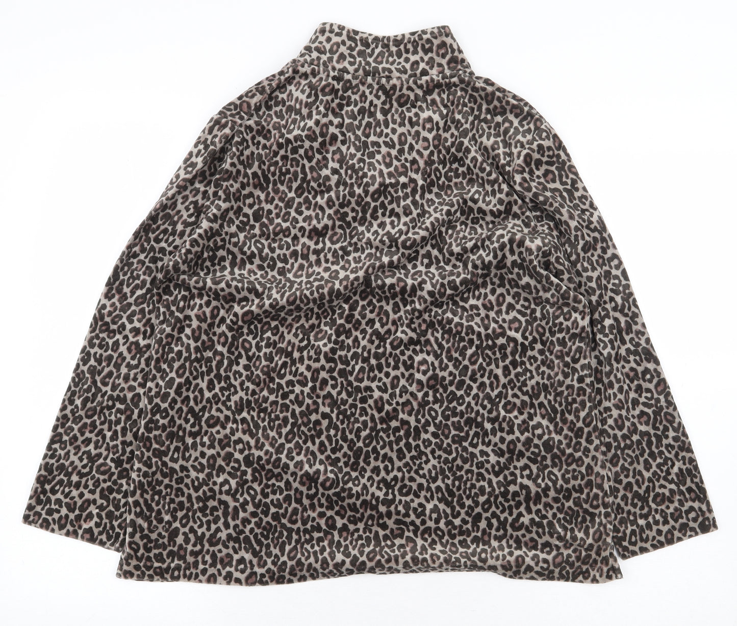 DASH Womens Brown Animal Print Cotton Pullover Sweatshirt Size 14 Button - Leopard Print