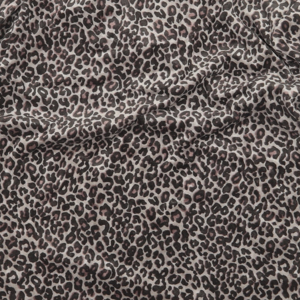 DASH Womens Brown Animal Print Cotton Pullover Sweatshirt Size 14 Button - Leopard Print