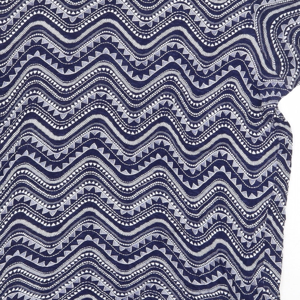 George Womens Blue Geometric Viscose Basic Blouse Size 18 Scoop Neck