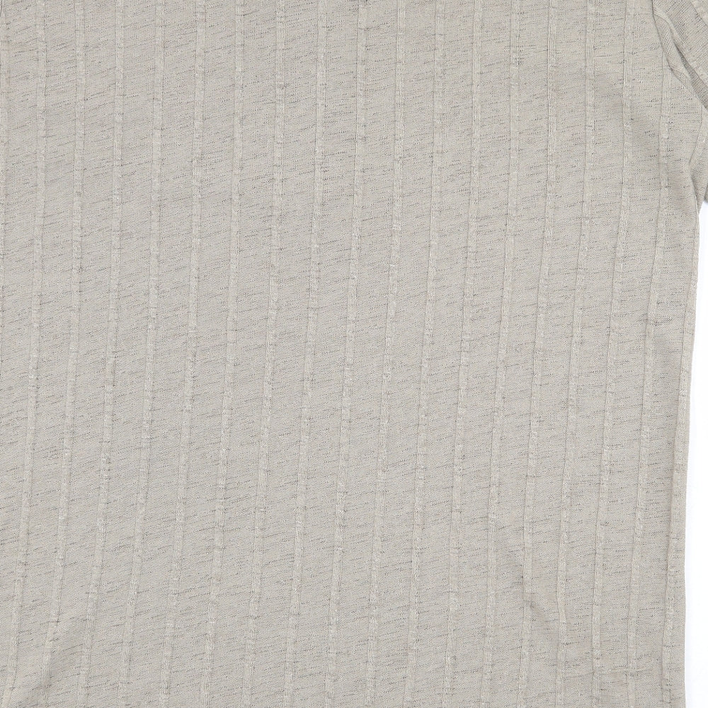 Zara Womens Beige Polyester Basic Blouse Size L Scoop Neck