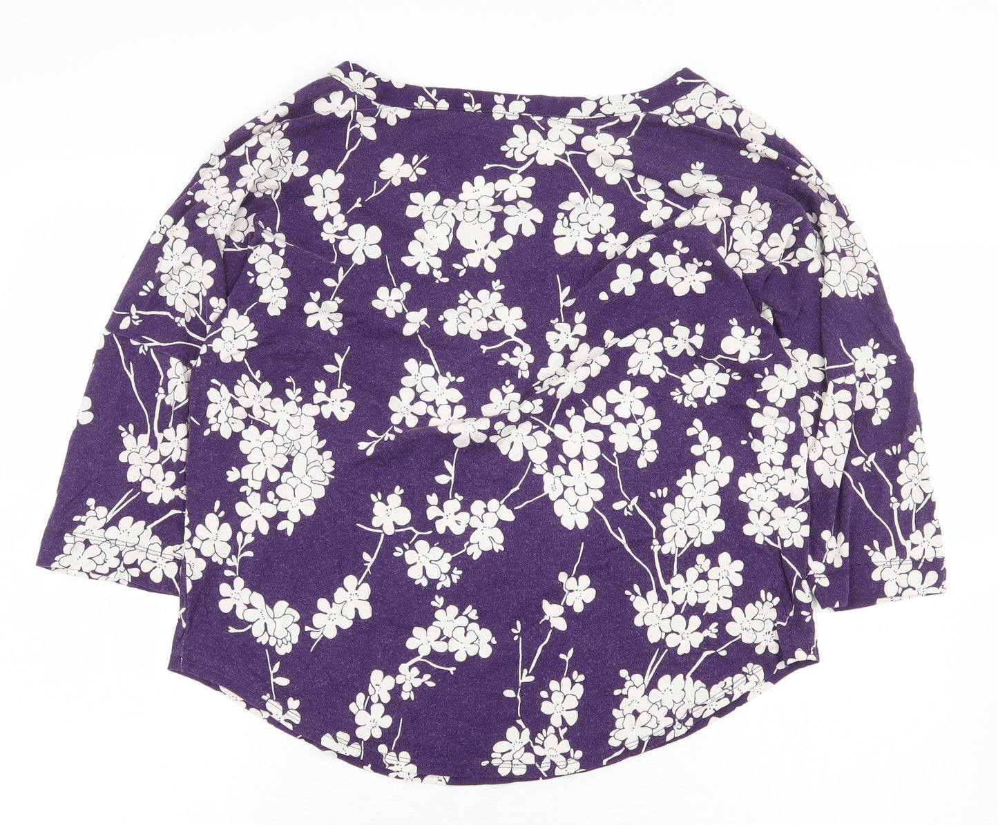 Phase Eight Womens Purple Floral Viscose Basic Blouse Size 12 Boat Neck