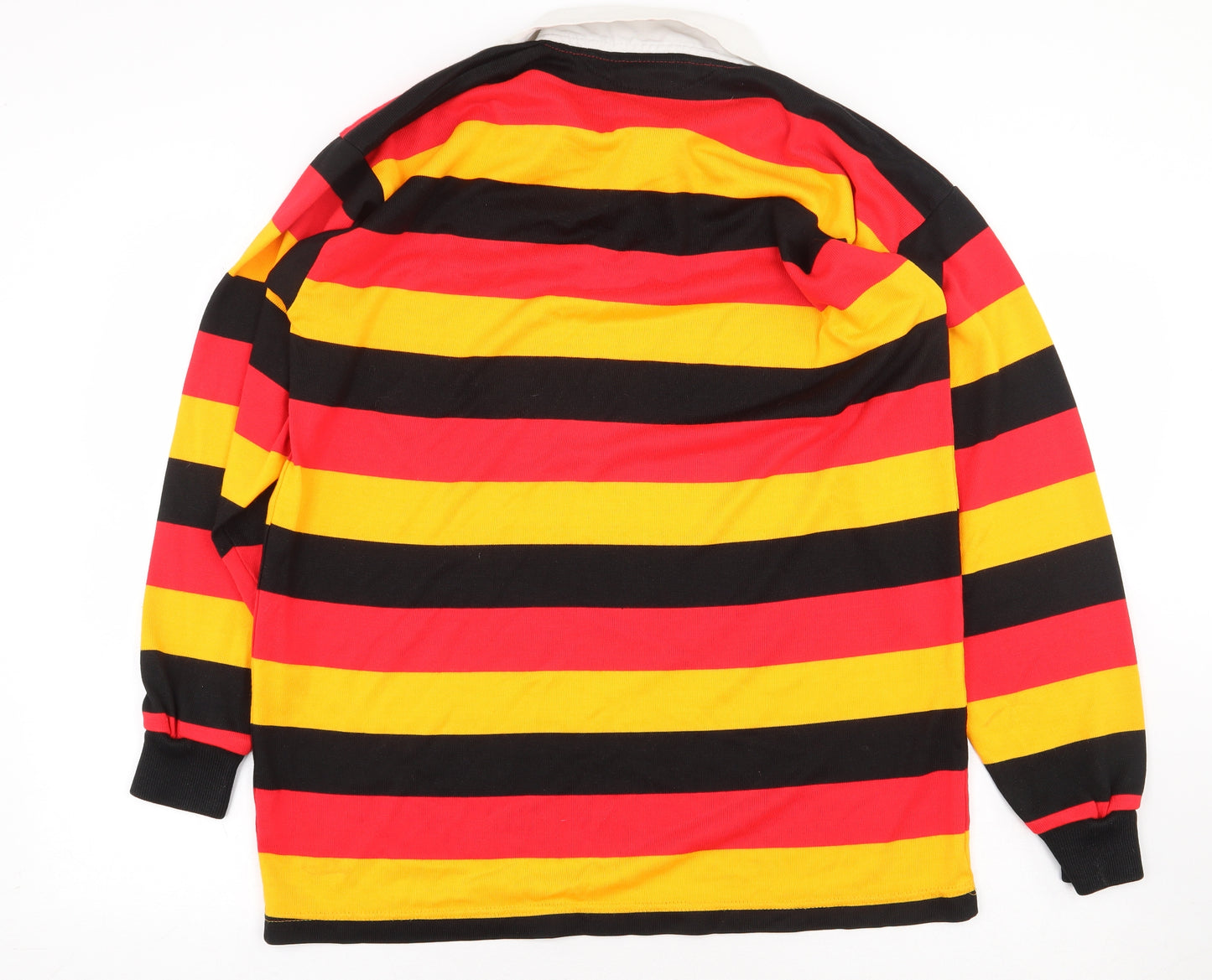 Allez Mens Multicoloured Striped Acrylic Polo Size 42 Collared Button - Harrogate RUFC
