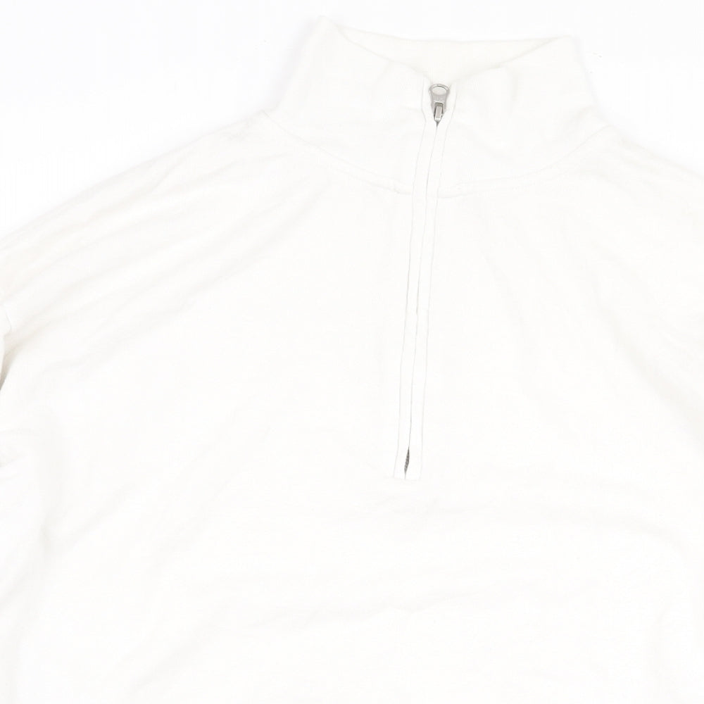 Gap Womens White Cotton Pullover Sweatshirt Size M Zip - High neck
