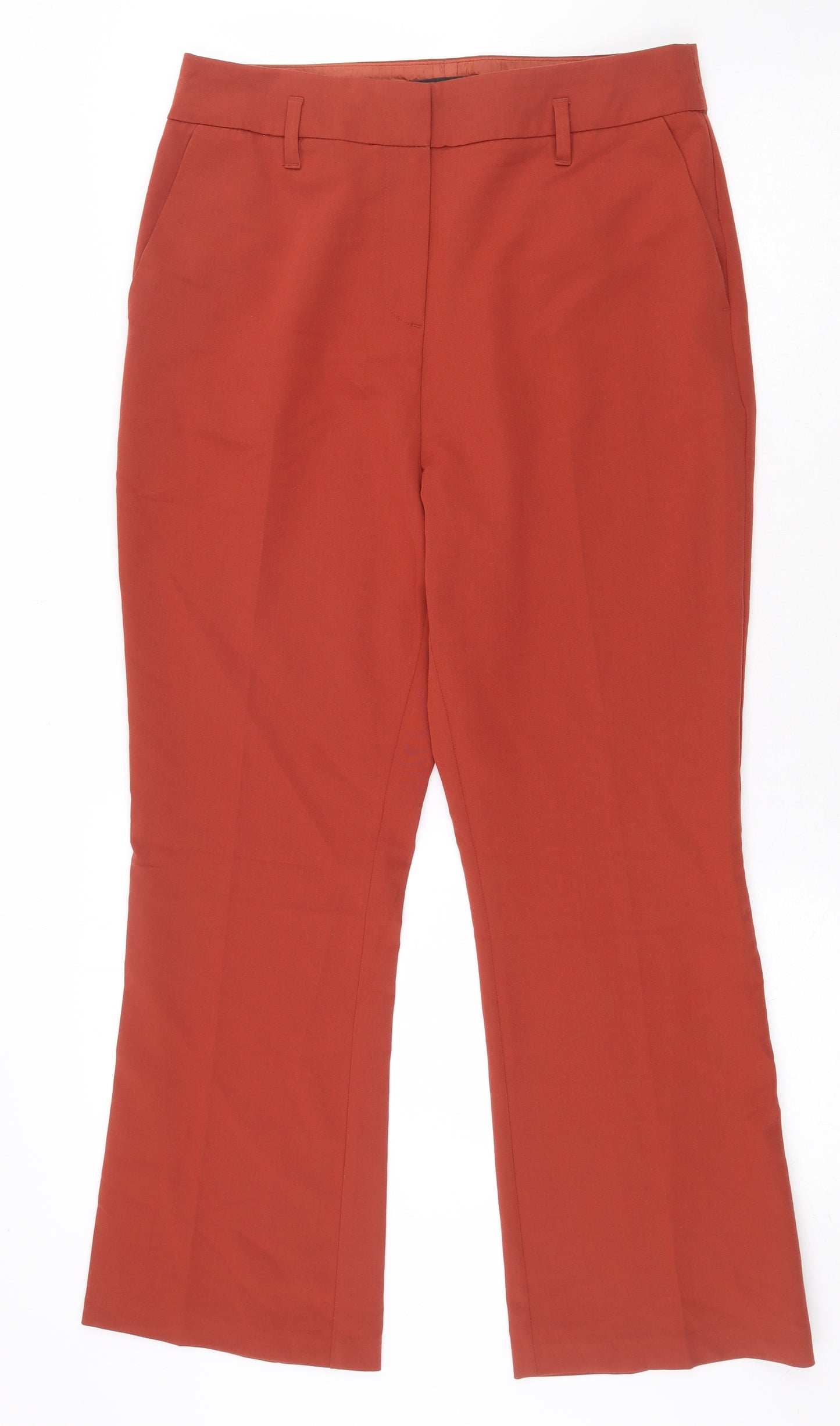F&F Womens Orange Polyester Trousers Size 12 L25 in Regular Zip