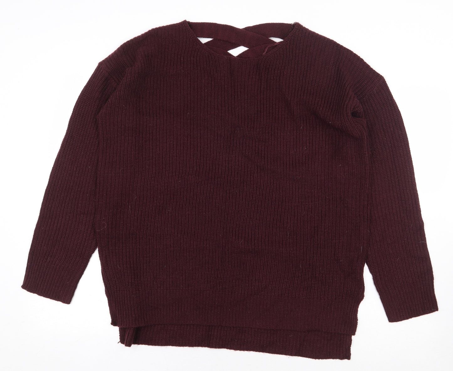 PEP&CO Womens Purple Round Neck Acrylic Pullover Jumper Size 16 - Back cut out