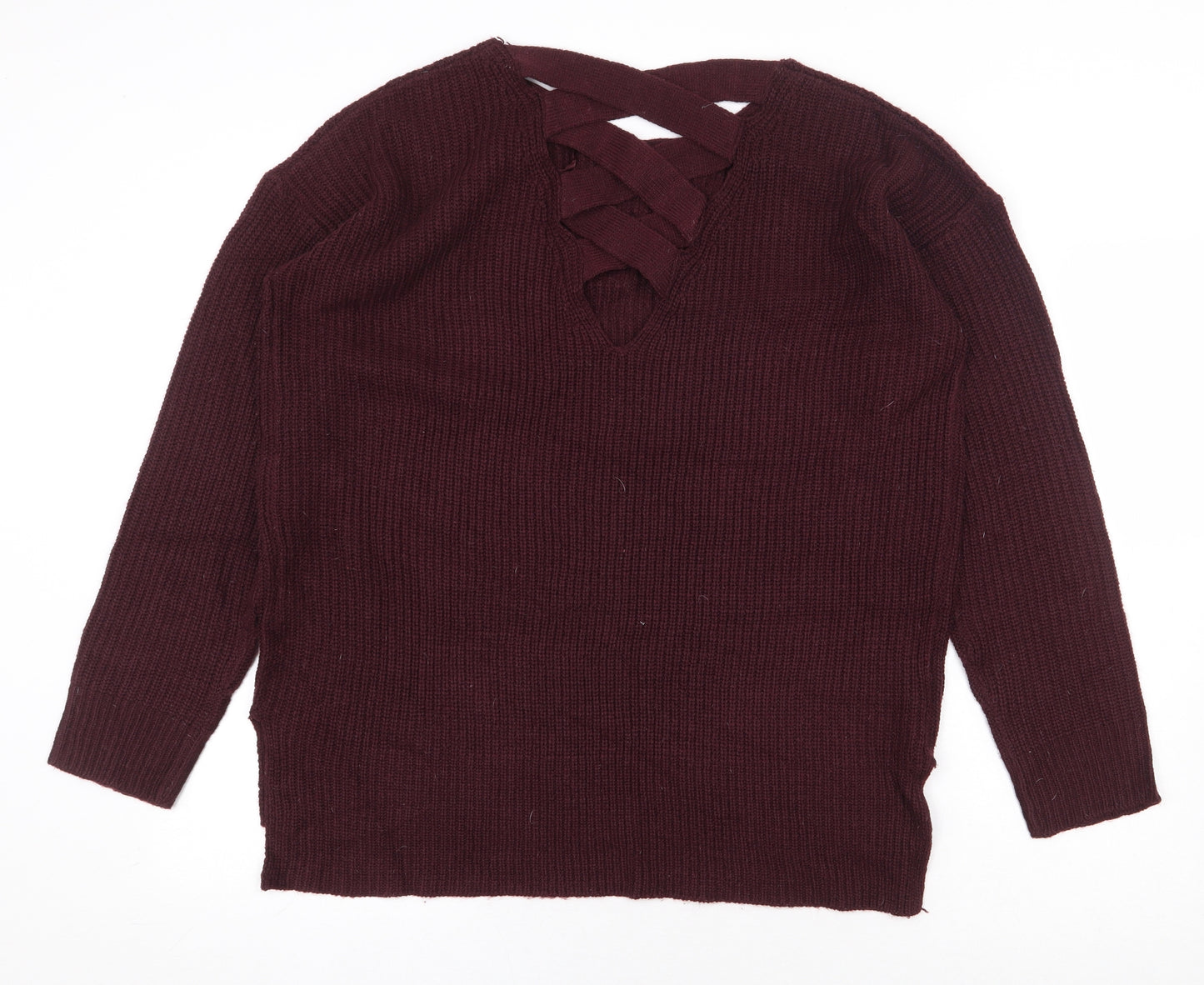 PEP&CO Womens Purple Round Neck Acrylic Pullover Jumper Size 16 - Back cut out