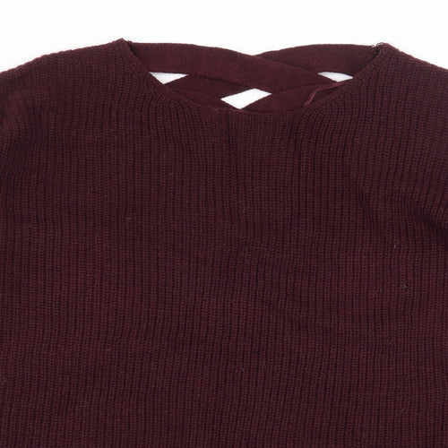 PEP&CO Womens Purple Round Neck Acrylic Pullover Jumper Size 16 - Back cut out