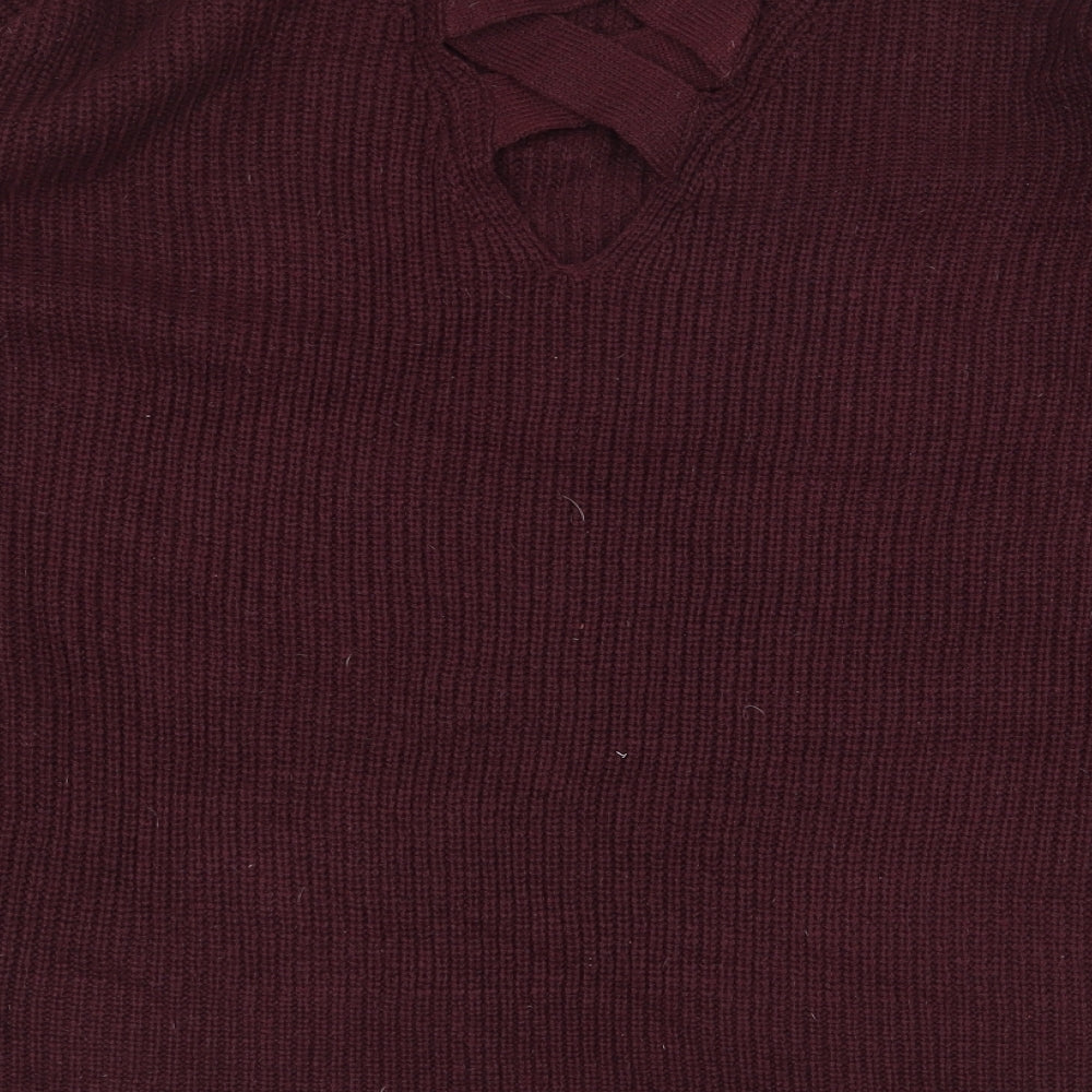 PEP&CO Womens Purple Round Neck Acrylic Pullover Jumper Size 16 - Back cut out