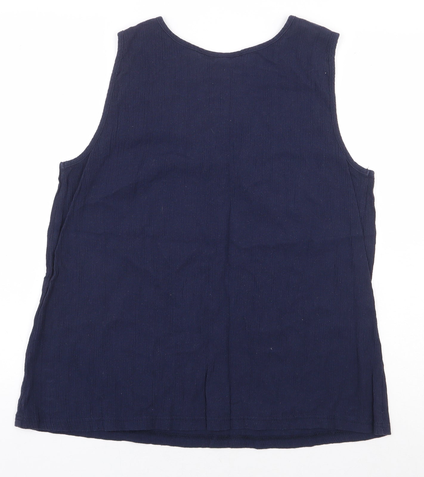 Avenue Womens Blue Cotton Basic Tank Size 14 Scoop Neck - Lace Trim