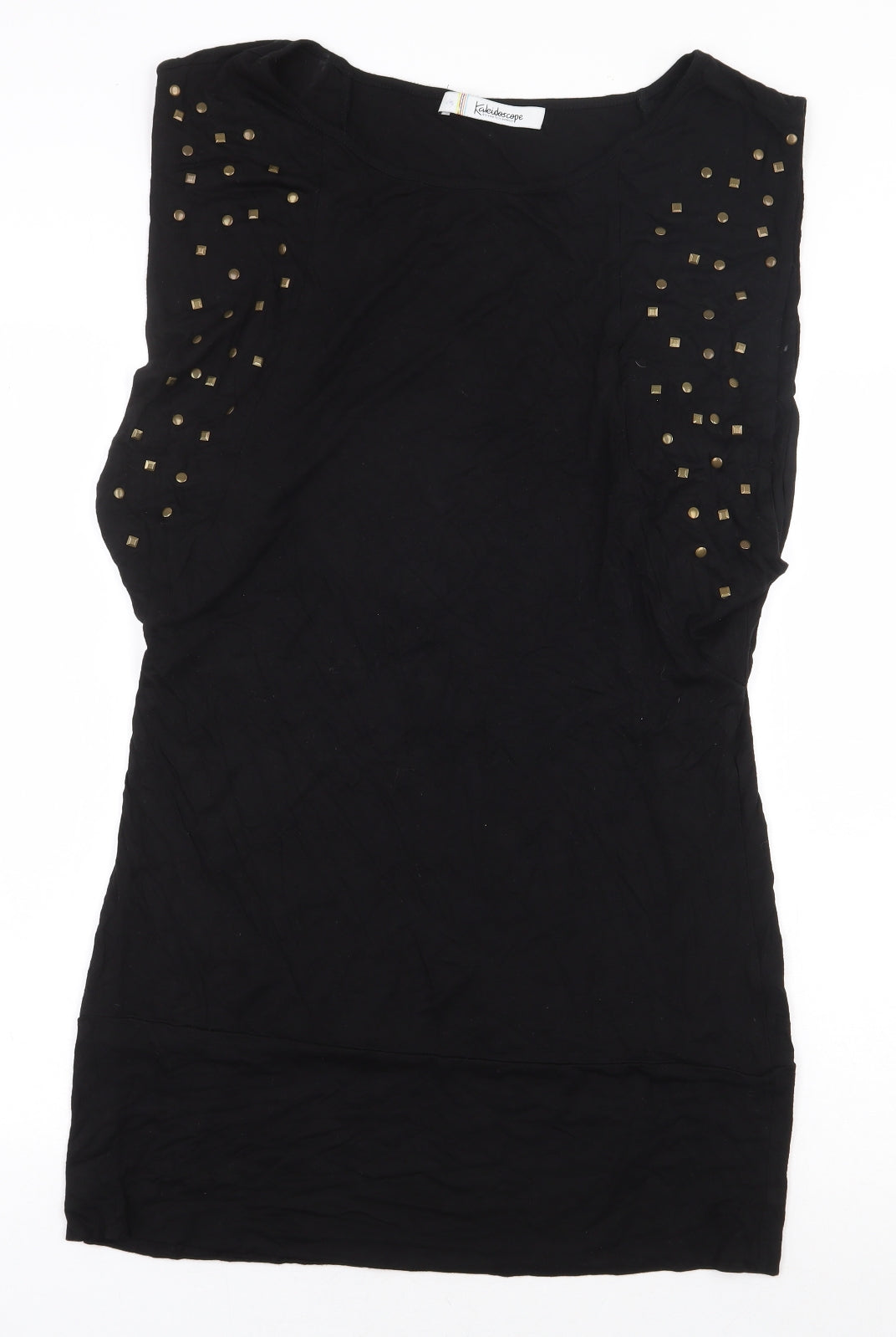 Kaleidoscope Womens Black Viscose Basic Blouse Size 14 Boat Neck