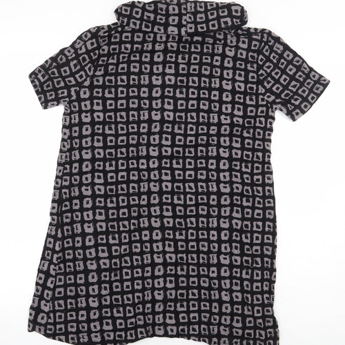 Tara Clothinh Womens Black Geometric Viscose Basic Blouse Size XS Roll Neck