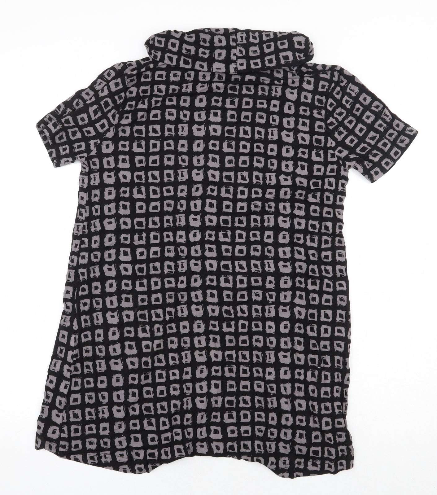 Tara Clothinh Womens Black Geometric Viscose Basic Blouse Size XS Roll Neck