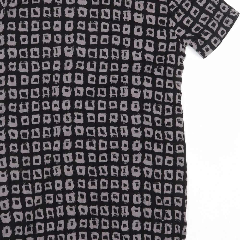 Tara Clothinh Womens Black Geometric Viscose Basic Blouse Size XS Roll Neck