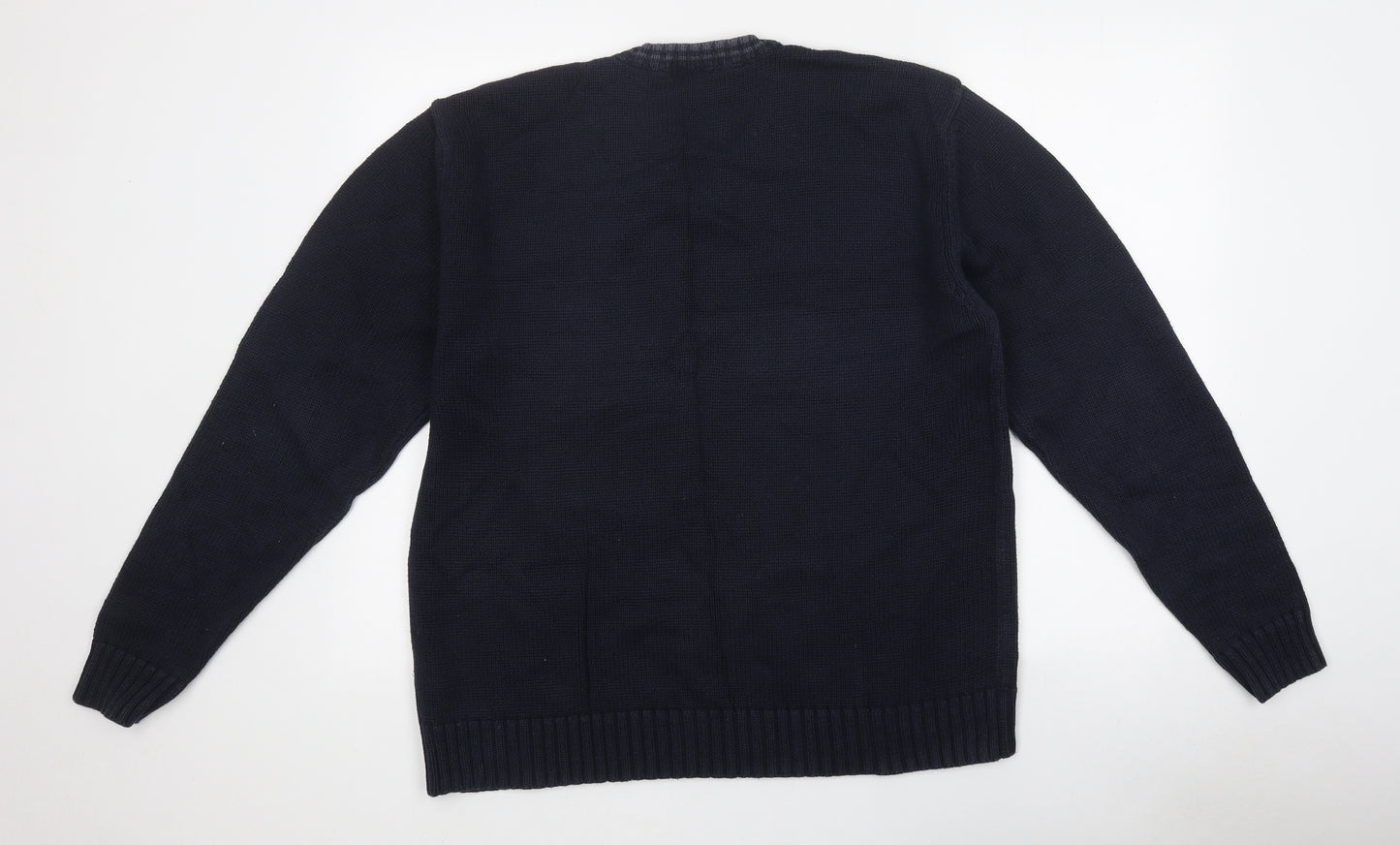 Blue Harbour Mens Blue V-Neck Cotton Pullover Jumper Size M