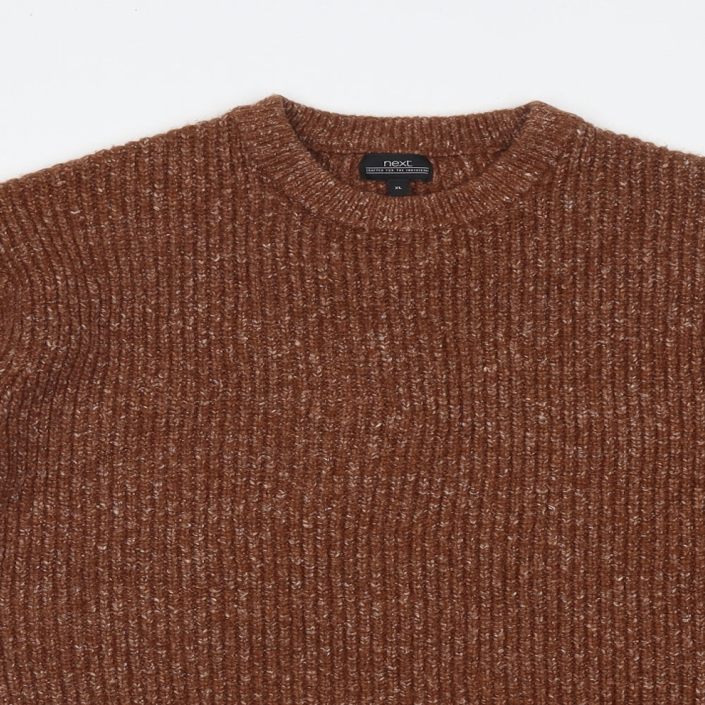 NEXT Mens Brown Round Neck Acrylic Pullover Jumper Size XL