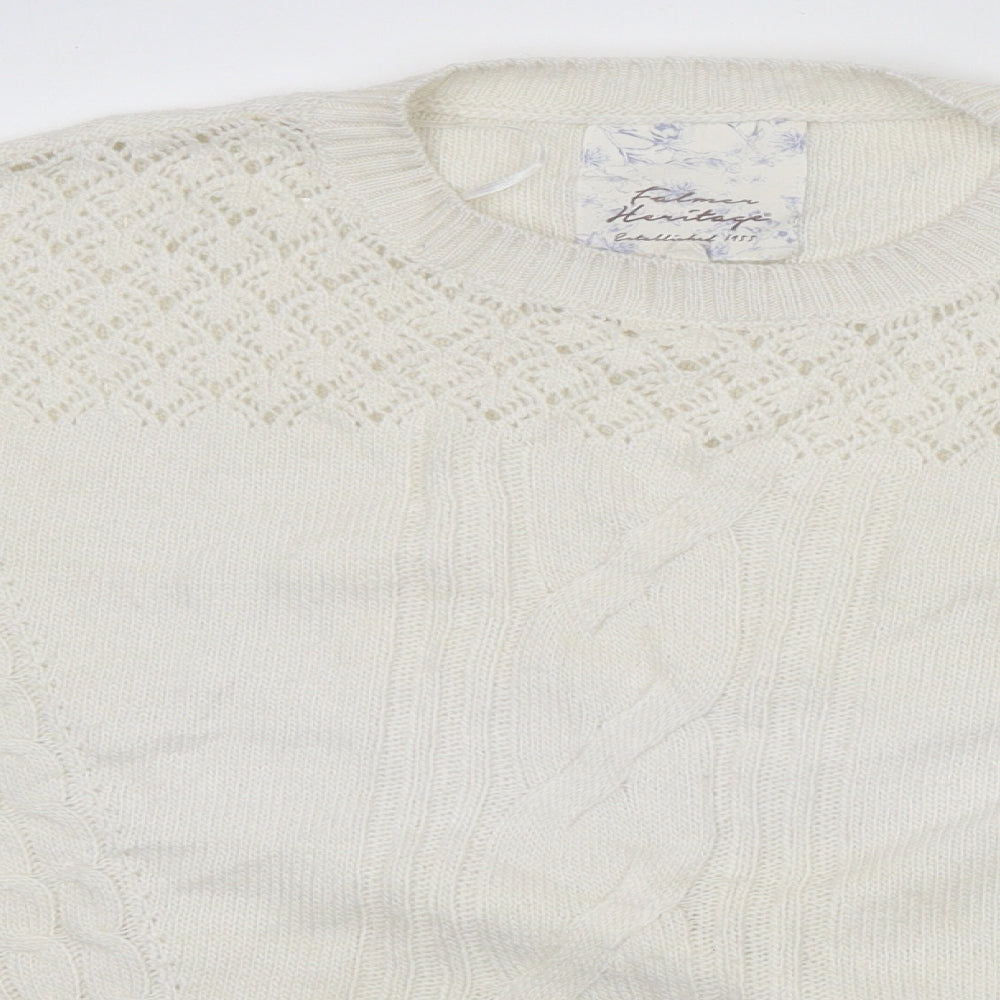 Matalan Womens Ivory Round Neck 100% Cotton Pullover Jumper Size 16