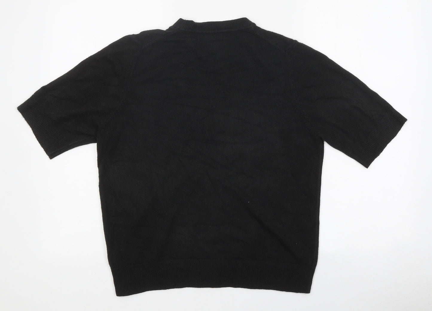 Marks and Spencer Womens Black Polyester Basic T-Shirt Size 14 Round Neck
