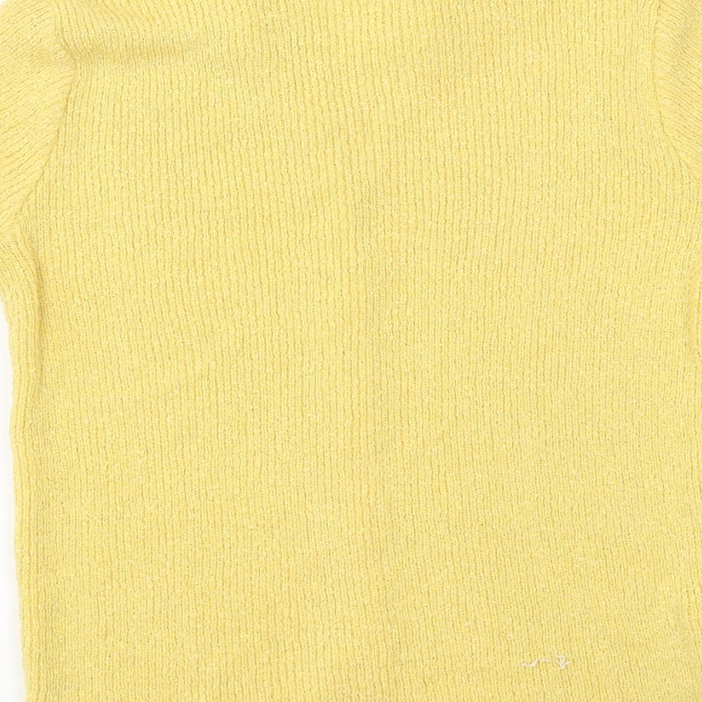 George Womens Yellow Acrylic Basic Button-Up Size S Collared - Ribbed