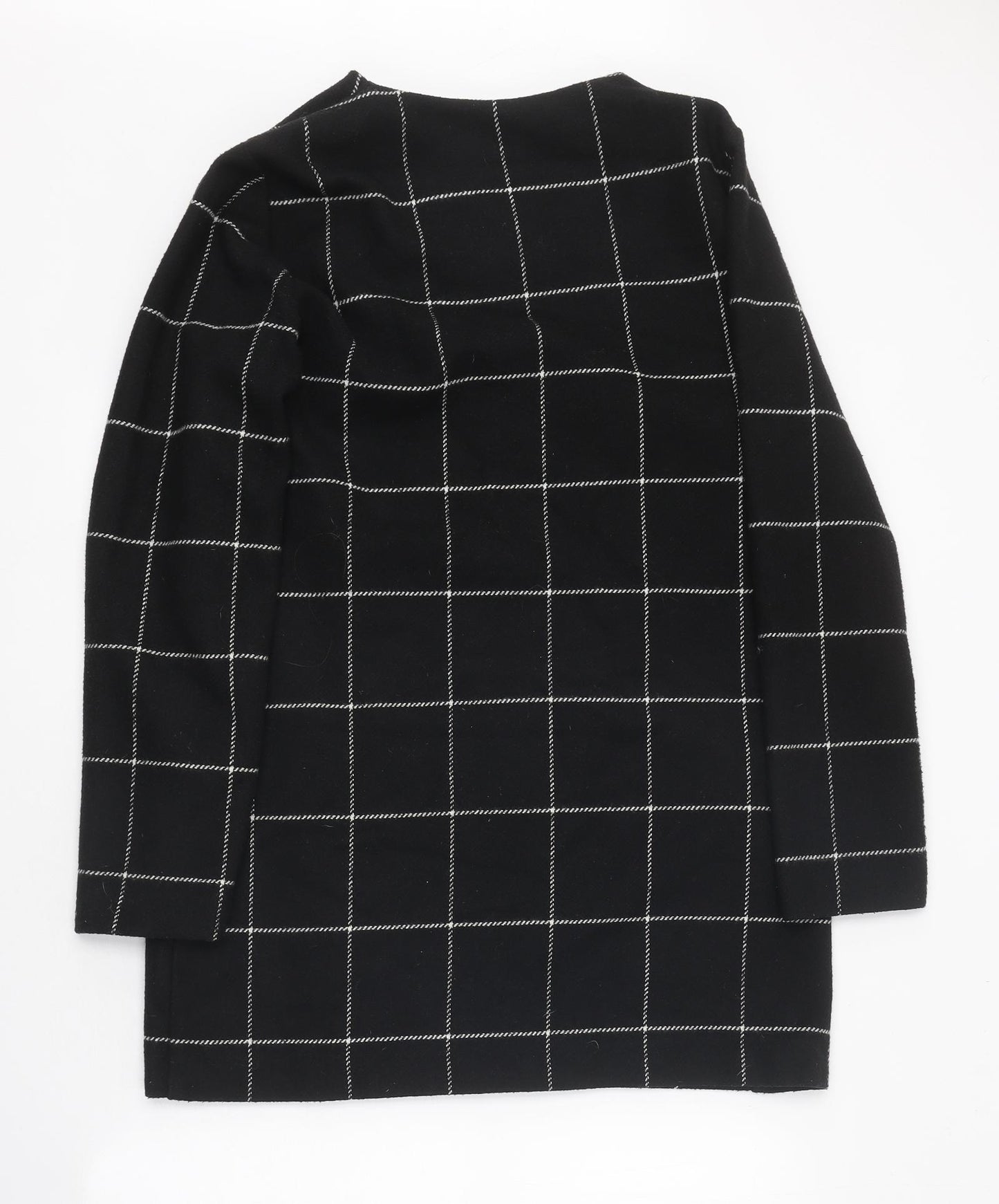 Peacocks Womens Black Check Overcoat Coat Size 14 Snap