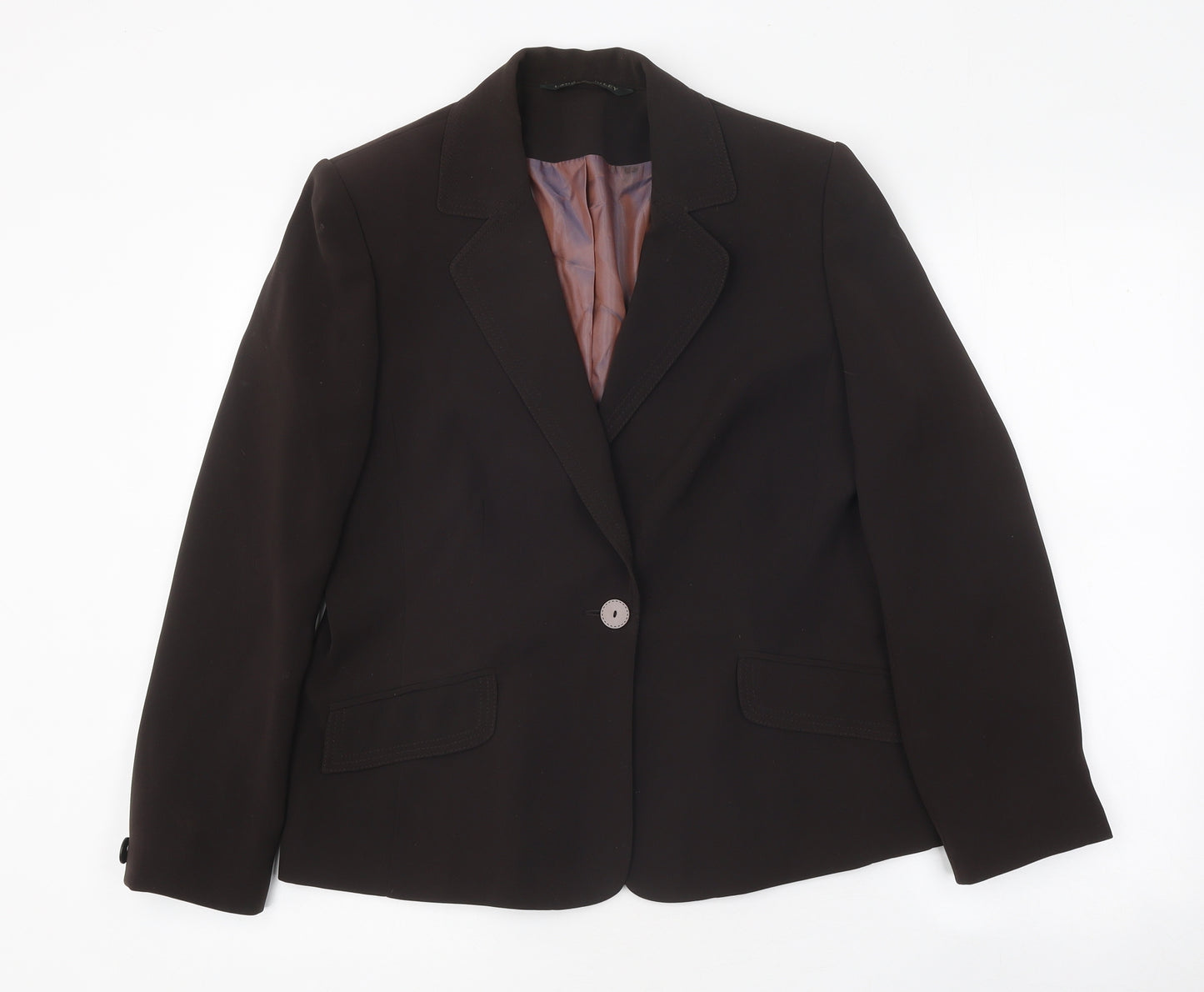 Laura Ashley Womens Brown Jacket Blazer Size 14 Button