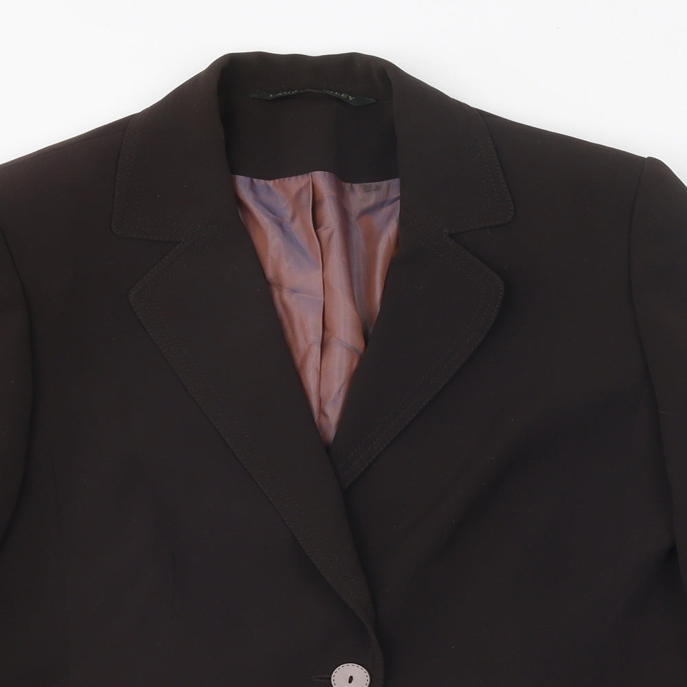 Laura Ashley Womens Brown Jacket Blazer Size 14 Button