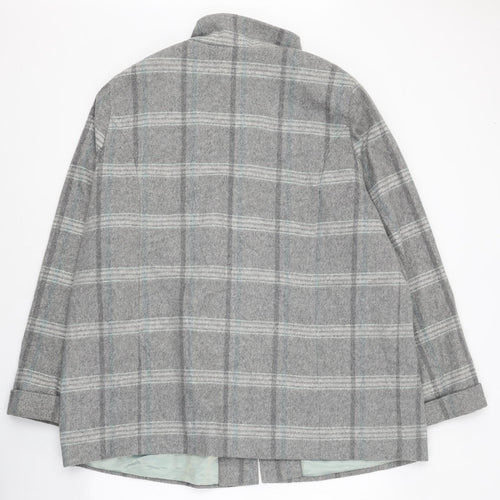 Marks and Spencer Womens Grey Check Pea Coat Coat Size 20 Button