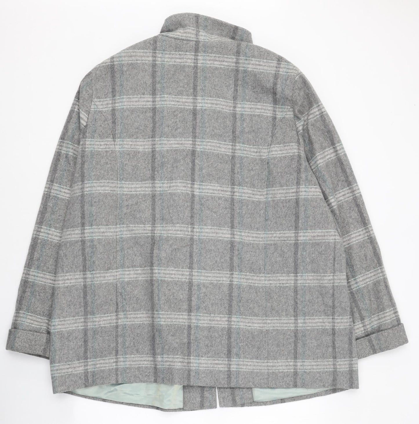 Marks and Spencer Womens Grey Check Pea Coat Coat Size 20 Button