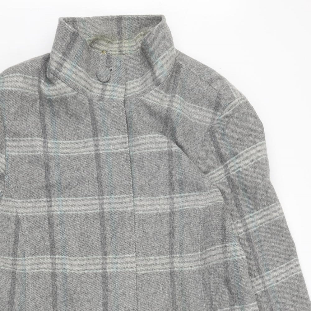 Marks and Spencer Womens Grey Check Pea Coat Coat Size 20 Button