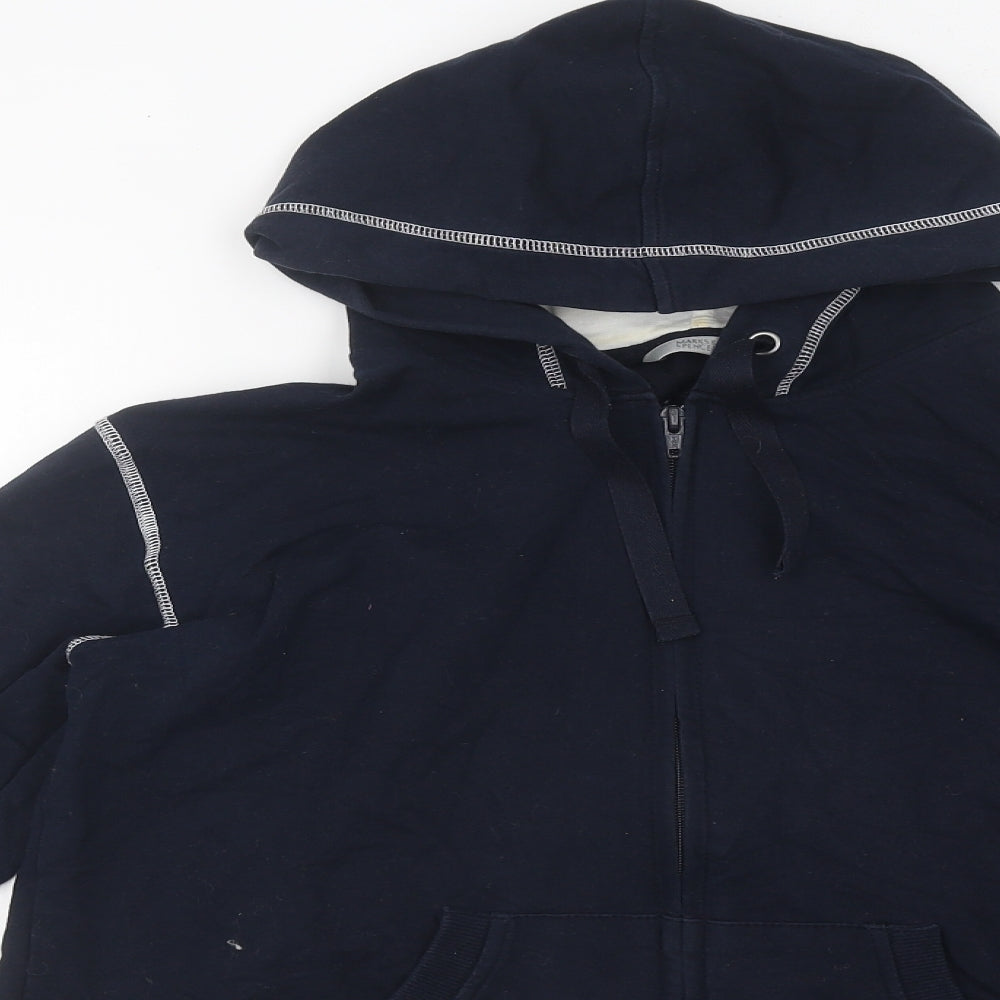 Marks and Spencer Womens Black Round Neck Polyester Full Zip Jumper Size 16