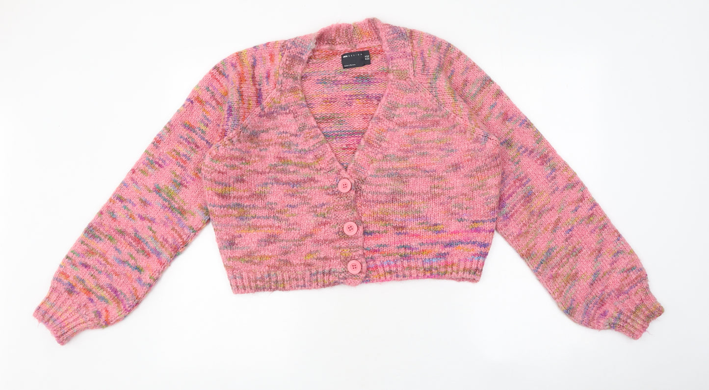 ASOS Womens Multicoloured V-Neck Polyester Cardigan Jumper Size 14