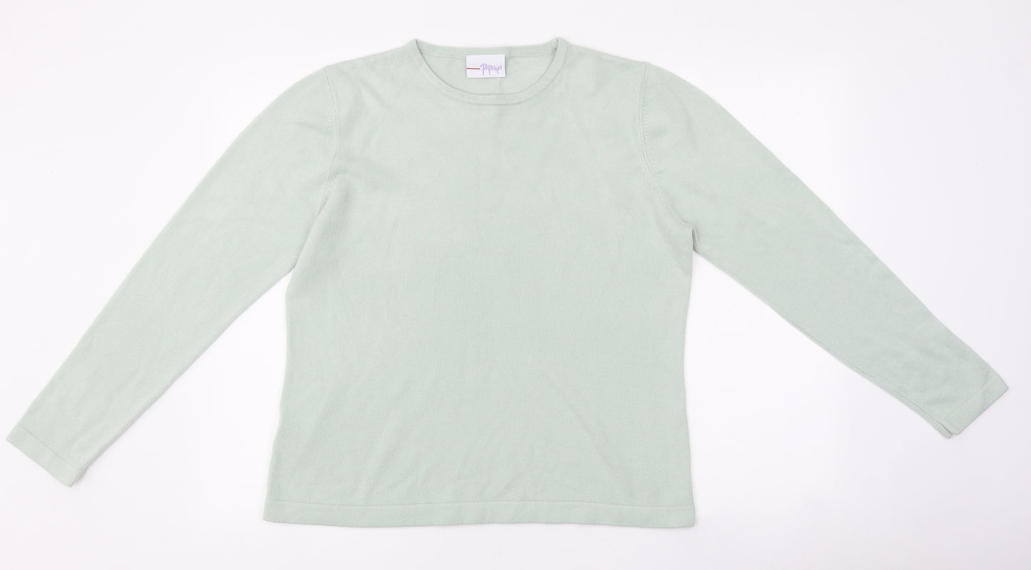 Papaya Womens Green Round Neck Polyester Pullover Jumper Size 16