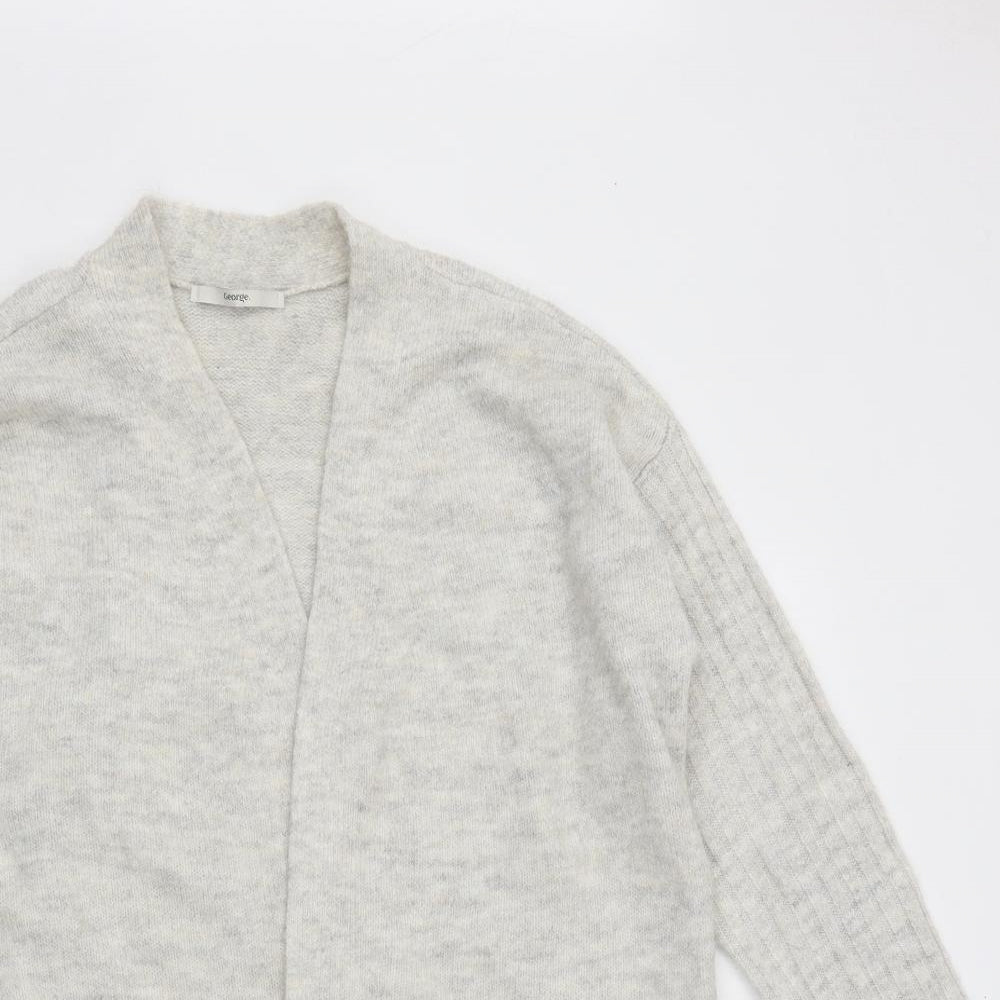 George Womens White V-Neck Polyester Cardigan Jumper Size S