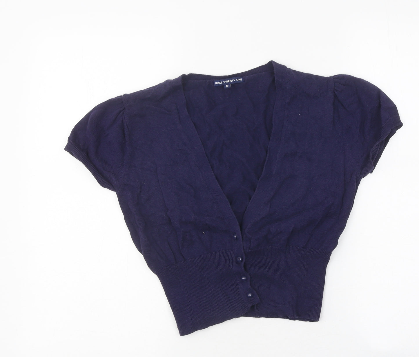 Store Twenty One Womens Purple V-Neck Polyester Cardigan Jumper Size 12 - Crop