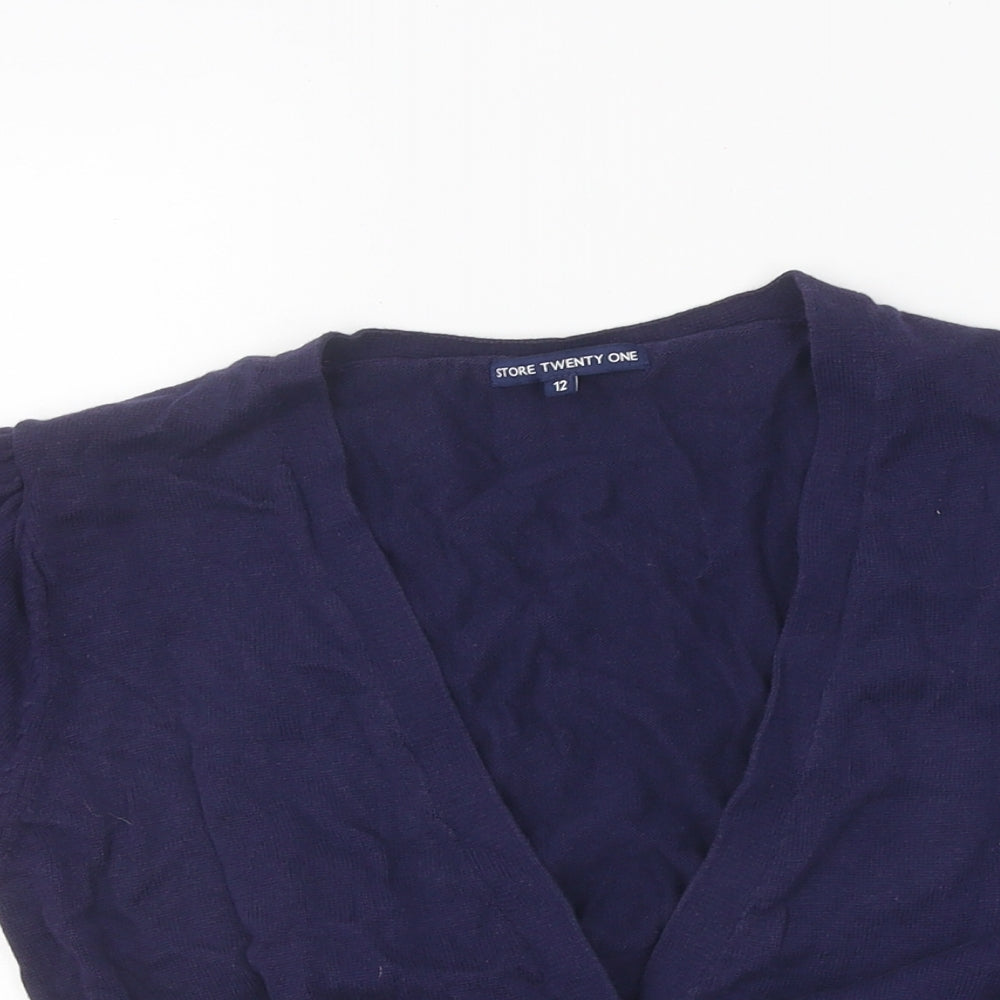 Store Twenty One Womens Purple V-Neck Polyester Cardigan Jumper Size 12 - Crop