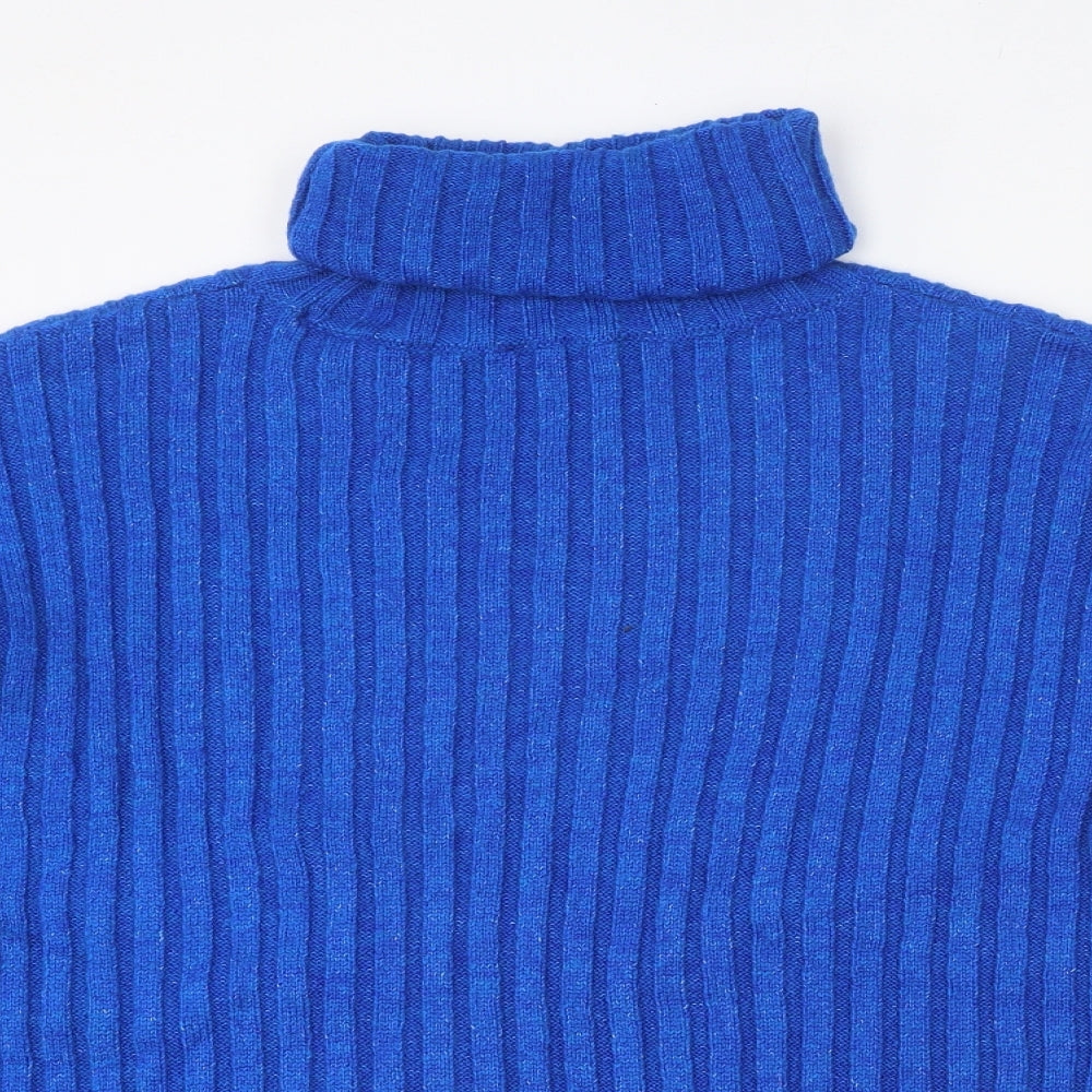 George Womens Blue Roll Neck Polyester Pullover Jumper Size L - Ribbed