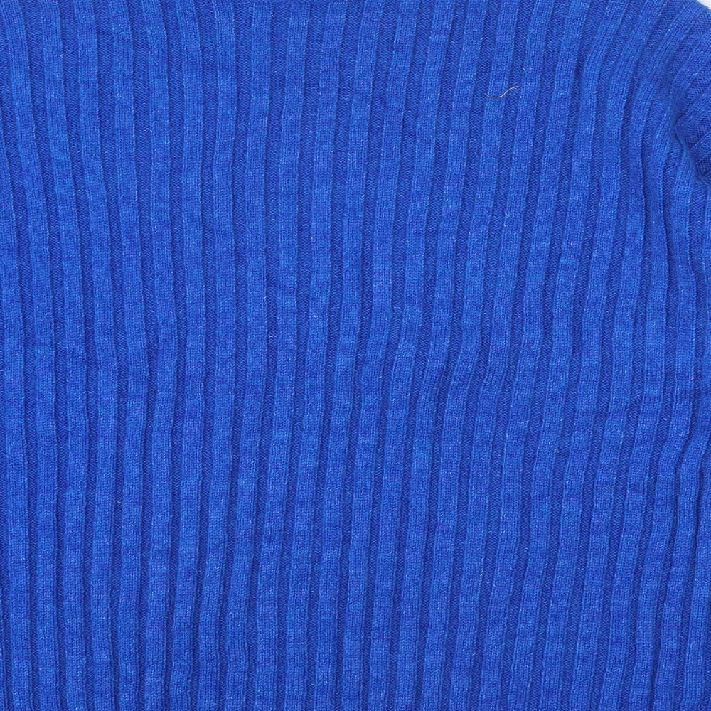 George Womens Blue Roll Neck Polyester Pullover Jumper Size L - Ribbed