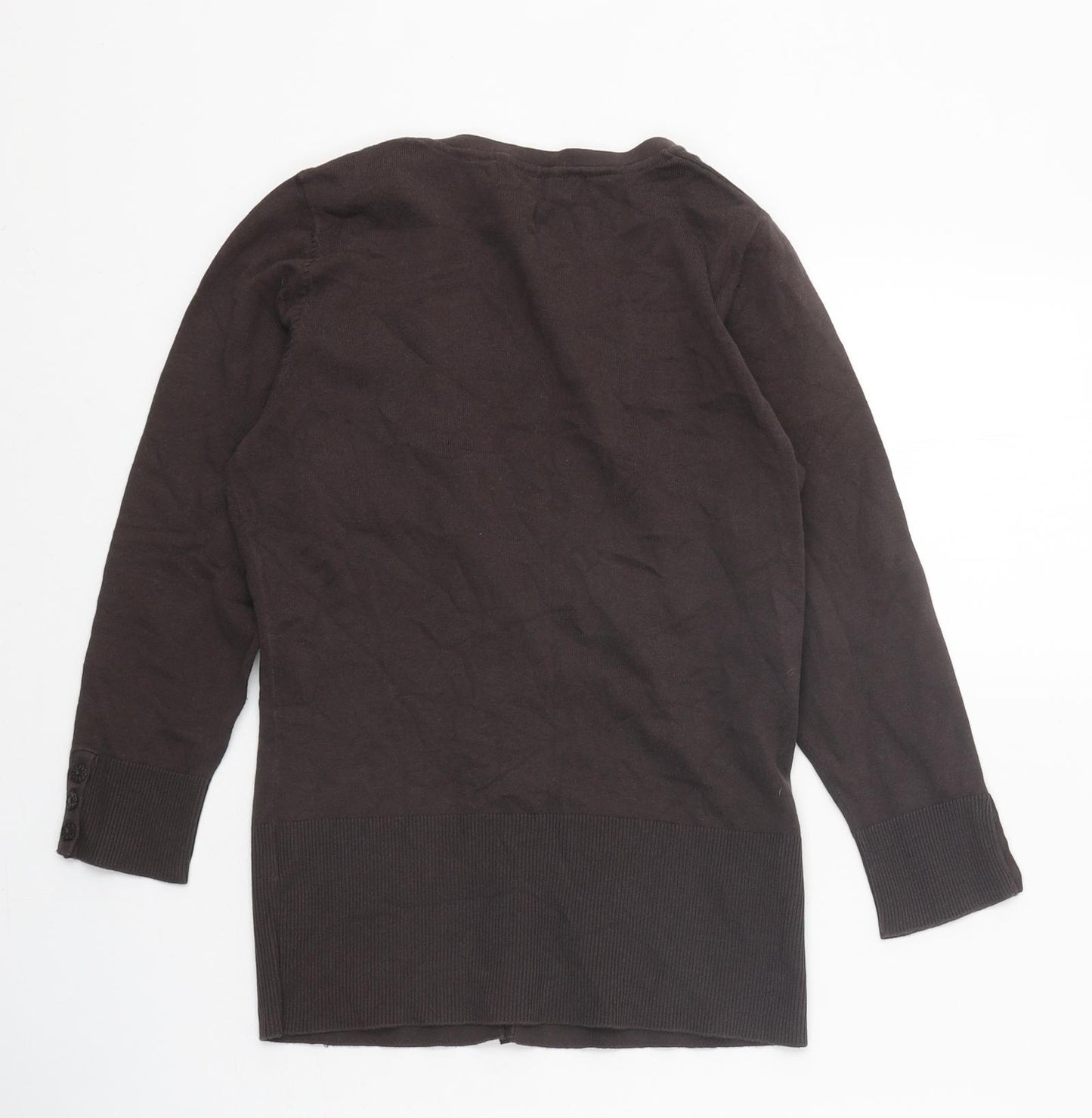 Monsoon Womens Brown V-Neck Polyester Cardigan Jumper Size 8