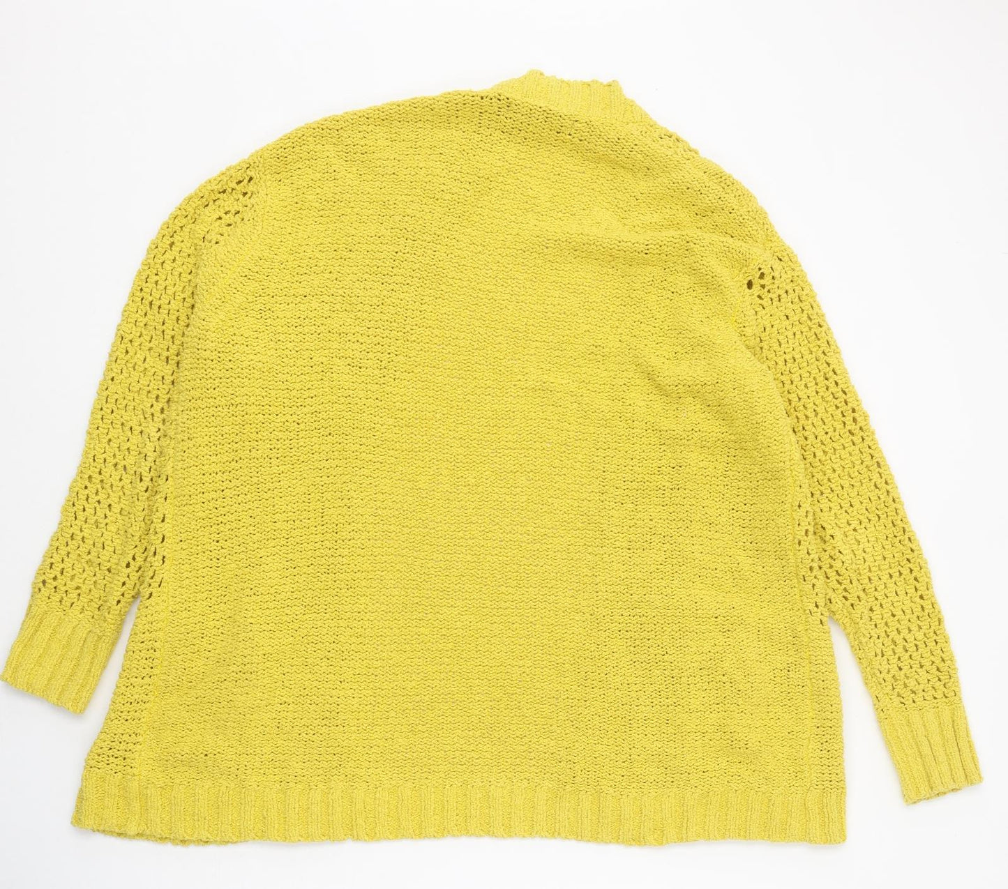 Marks and Spencer Womens Yellow V-Neck Polyester Cardigan Jumper Size L