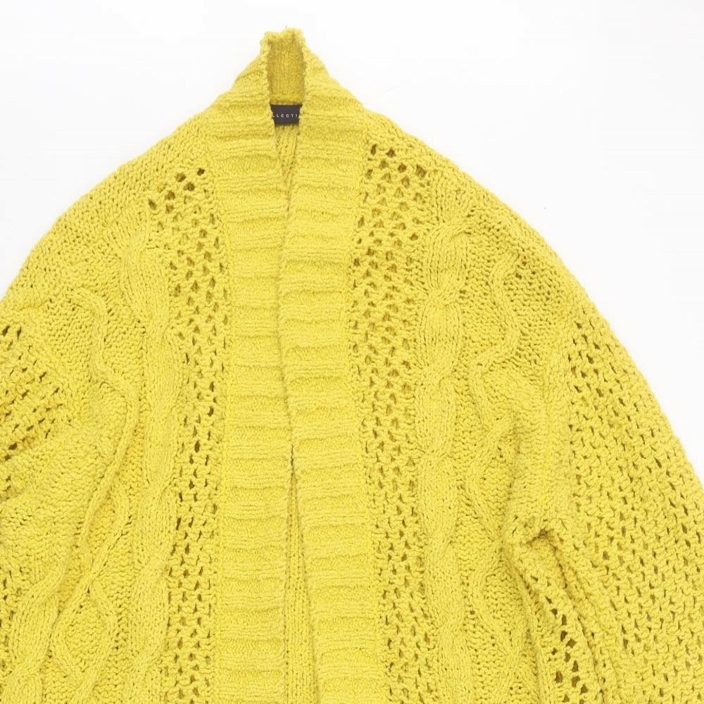 Marks and Spencer Womens Yellow V-Neck Polyester Cardigan Jumper Size L