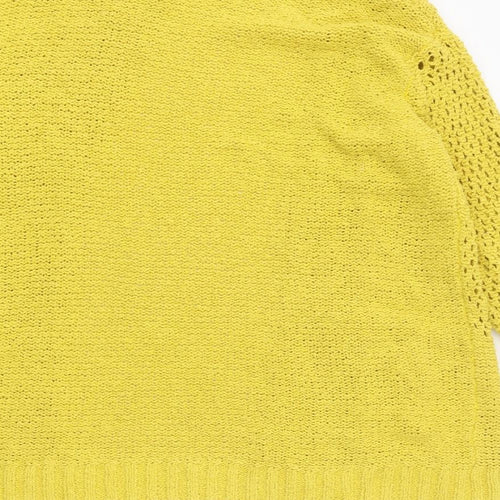 Marks and Spencer Womens Yellow V-Neck Polyester Cardigan Jumper Size L