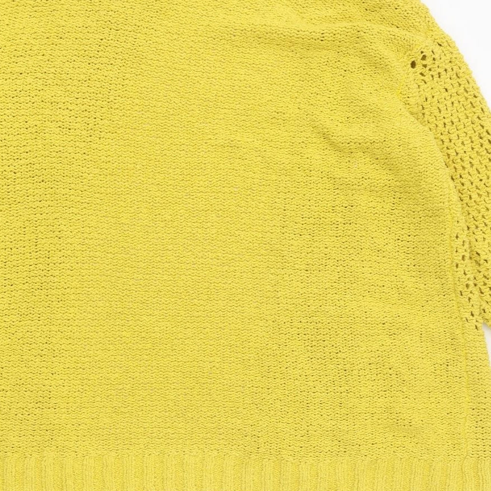 Marks and Spencer Womens Yellow V-Neck Polyester Cardigan Jumper Size L