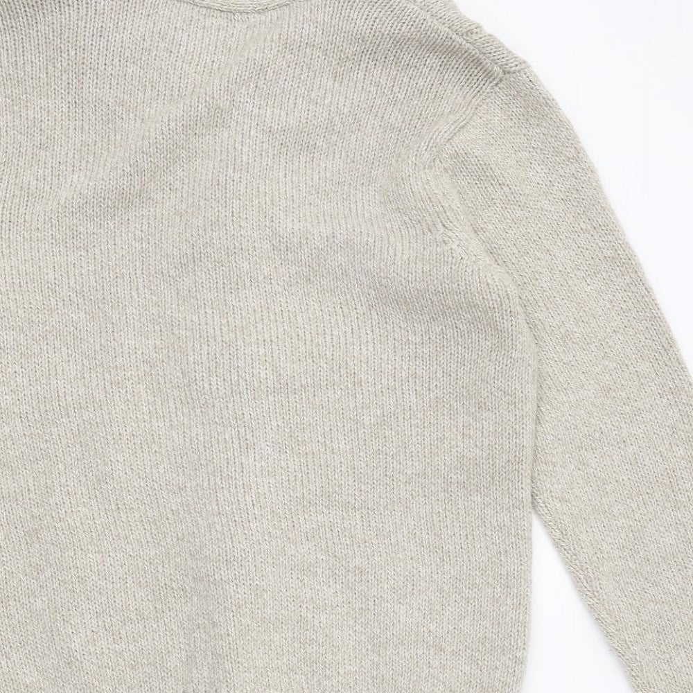 Cedar Wood State Mens Beige V-Neck Polyester Cardigan Jumper Size L