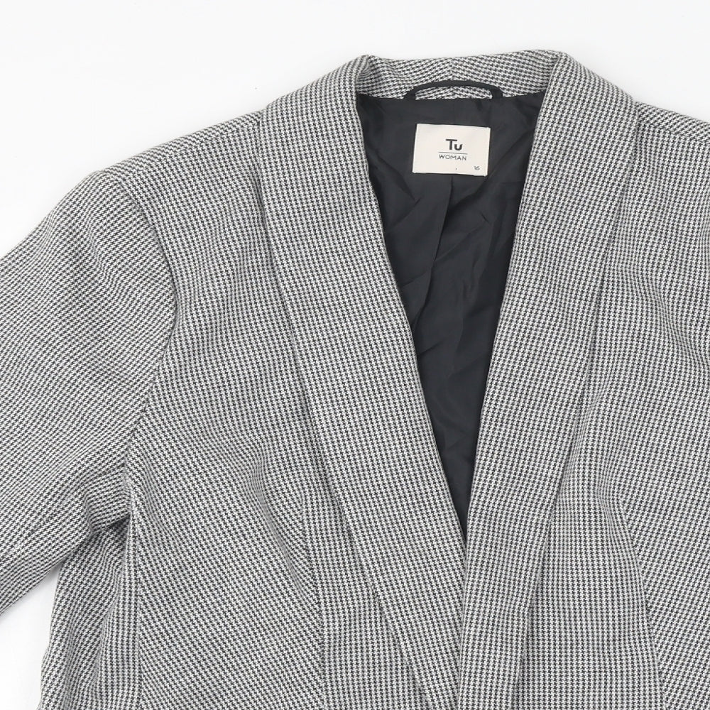 TU Womens Grey Check Jacket Blazer Size 16