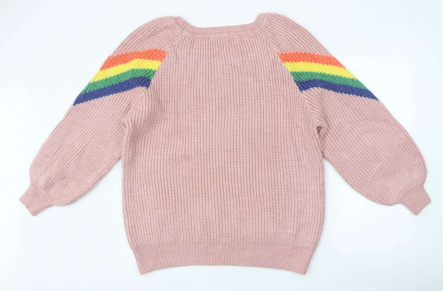 NEXT Womens Multicoloured Round Neck Striped Polyester Pullover Jumper Size L