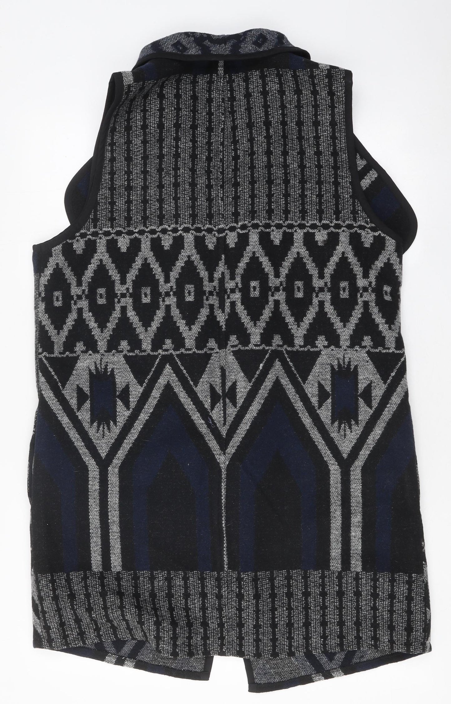 Red Herring Womens Grey Collared Geometric Polyester Cardigan Jumper Size 12