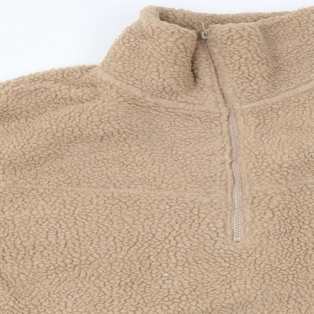 H&M Womens Beige High Neck Polyester Pullover Jumper Size M